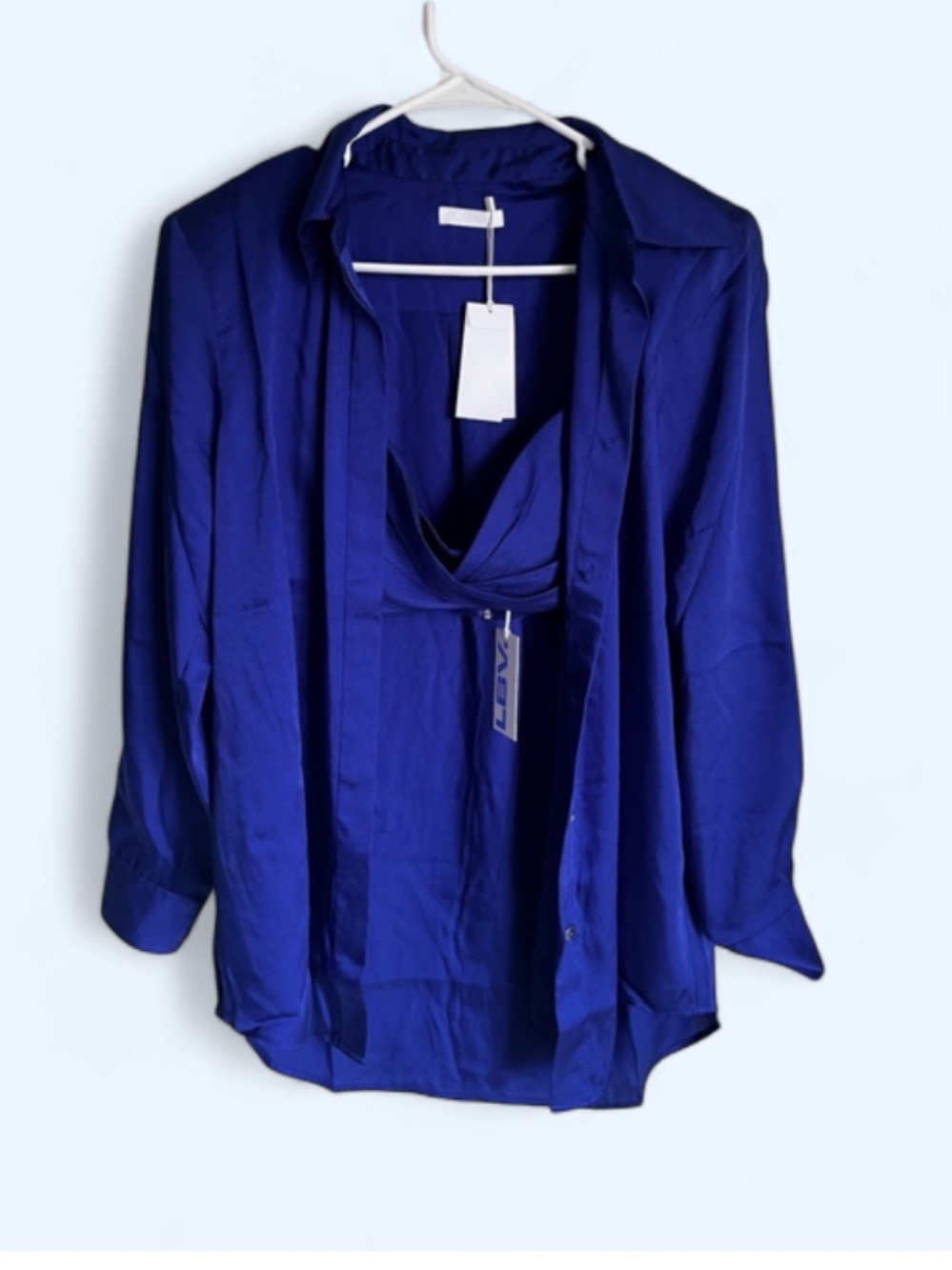 NWT LBV vibrant blue long sleeve and crop top set L